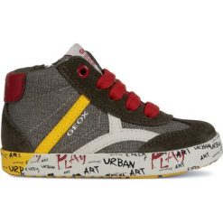 Geox tenisówki chłopięce Kilwi 22 szary. Szare buty chłopięce sportowe Geox, bez wzorów, z materiału, eleganckie, na rzepy. W wyprzedaży za 205,00 zł.
