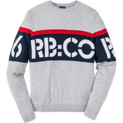Sweter Regular Fit bonprix jasnoszary melanż. Szare swetry klasyczne męskie bonprix, l, melanż, z kontrastowym kołnierzykiem. Za 59,99 zł.