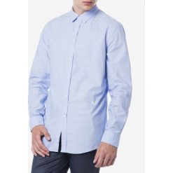 Trussardi Jeans Koszula Niebieski. Niebieskie koszule męskie Trussardi Jeans, bez wzorów, z bawełny, bez kołnierzyka, z długim rękawem. Za 593,95 zł.