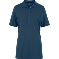 Shirt polo pique, rękawy do łokcia bonprix ciemnoniebieski. Niebieskie koszulki damskie bonprix, bez wzorów, polo, bez rękawów. Za 44,99 zł.