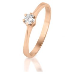 Złoty Pierścionek - złoto 585, Brylant 0,15ct. Żółte pierścionki damskie W.KRUK, z brylantem, złote. Za 2490,00 zł.