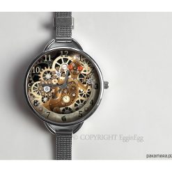 Zegarek z dużą tarczką Mechaniczna jaszczurka. Szare, analogowe zegarki damskie Pakamera, srebrne. Za 120,00 zł.