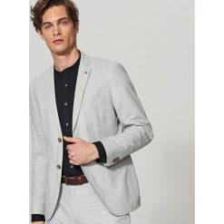 Marynarki męskie: Marynarka garniturowa z lnem slim fit – Jasny szar