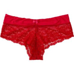 Figi "panty" bonprix czerwony. Czerwone panty damskie bonprix, w koronkowe wzory. Za 34,99 zł.