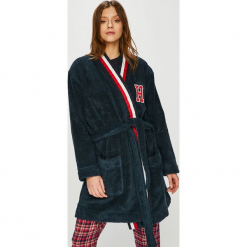 Tommy Hilfiger - Szlafrok. Niebieskie szlafroki damskie TOMMY HILFIGER, s, bez wzorów, z bawełny, bez rękawów, bez kaptura. Za 579,90 zł.