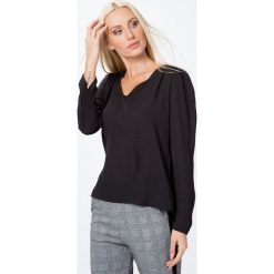 Bluzki damskie: Bluzka elegancka z długim rękawem czarna MP28551