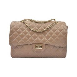 Torebki klasyczne damskie: Skórzana torebka w kolorze fango – (S)22 x (W)32 x (G)12 cm