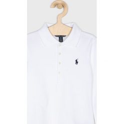 Polo Ralph Lauren - Longsleeve dziecięcy 128 - 176 cm. Białe bluzki dziewczęce Polo Ralph Lauren, bez wzorów, z elastanu, polo, z długim rękawem, długie, bez kaptura. W wyprzedaży za 199,90 zł.