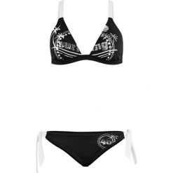Stroje kąpielowe damskie: Bikini z trójkątnymi miseczkami (2 części) bonprix czarno-biały z nadrukiem