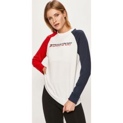 Tommy Sport - Bluza. Białe bluzy sportowe damskie Tommy Sport, s, z nadrukiem, z elastanu, bez rękawów, bez kaptura. Za 299,90 zł.