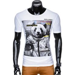 T-shirty męskie: T-SHIRT MĘSKI Z NADRUKIEM S923 – BIAŁY