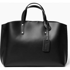 Shopper bag damskie: Włoska Torebka Shopper Skórzana czarna BLANCA