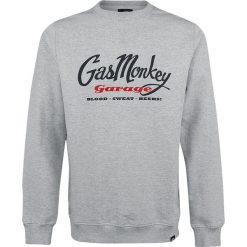 Gas Monkey Garage Blood, Sweat, Beers! Bluza odcienie jasnoszarego. Szare bluzy męskie marki Gas Monkey Garage, l, bez wzorów, bez kołnierzyka, bez rękawów, bez kaptura. Za 121,90 zł.