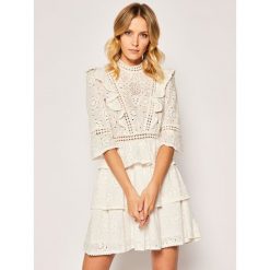Sukienka letnia The Kooples FROB20148K. Białe sukienki damskie The Kooples, na lato, bez wzorów, z bawełny, bez kołnierzyka, bez rękawów. Za 1289,00 zł.