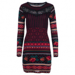 Desigual Sukienka Damska Naila Xs Burgund. Czerwone sukienki hiszpanki Desigual, xs. W wyprzedaży za 549,00 zł.
