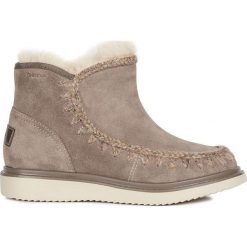 Geox - Śniegowce. Szare śniegowce damskie Geox, ze skóry, bez zapięcia. Za 399,90 zł.
