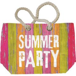 Torba plażowa "Summer Party" z kolorowym wzorem - 55 x 38 x 16 cm. Brązowe torebki klasyczne damskie PPD, w kolorowe wzory, z tkaniny. W wyprzedaży za 85,95 zł.
