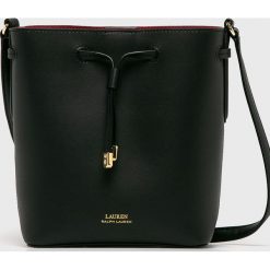 Lauren Ralph Lauren - Torebka skórzana. Czarne torebki worki damskie marki Lauren Ralph Lauren, w paski, ze skóry, casualowe, na ramię, małe, bez dodatków. Za 999,90 zł.
