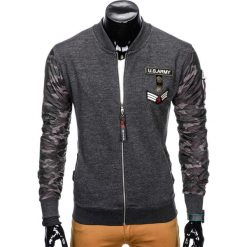 Bluzy męskie: BLUZA MĘSKA ROZPINANA BEZ KAPTURA B807 - GRAFITOWA
