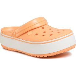 Klapki CROCS - Crocband Platform Clog 205434 Cantaloupe/White. Pomarańczowe klapki damskie Crocs, bez wzorów, z tworzywa sztucznego, bez obcasa. Za 219,00 zł.