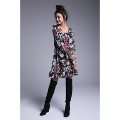 Naoko - Sukienka Sophia. Niebieskie długie sukienki marki NAOKO, na co dzień, m, z materiału, casualowe, z okrągłym kołnierzem, z długim rękawem, rozkloszowane. Za 219,90 zł.