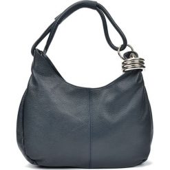 Shopper bag damskie: Skórzana torebka w kolorze granatowym – (S)39 x (W)28 x (G)3 cm