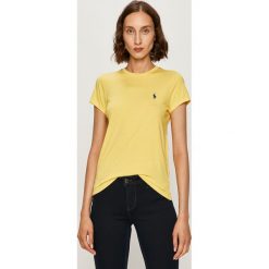 Polo Ralph Lauren - T-shirt. Żółte bluzki damskie Polo Ralph Lauren, xs, bez wzorów, z bawełny, casualowe, z okrągłym kołnierzem, z krótkim rękawem. Za 259,90 zł.