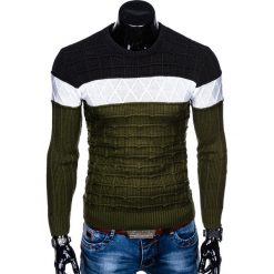 SWETER MĘSKI E134 - KHAKI. Czarne swetry klasyczne męskie marki Inny, m, z bawełny. Za 49,00 zł.