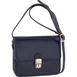 Torebki klasyczne damskie: Skórzana torebka w kolorze granatowym – 20 x 17 x 6 cm