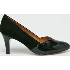 Caprice - Czółenka. Czarne czółenka peep toe marki Caprice, ze skóry, na obcasie. W wyprzedaży za 199,90 zł.