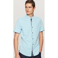 Koszule męskie: Koszula z krótkim rękawem slim fit – Turkusowy