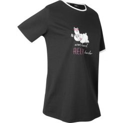 Długi shirt sportowy bawełniany, krótki rękaw bonprix czarny. Czarne koszulki damskie bonprix, bez wzorów, z bawełny, bez kołnierzyka, z długim rękawem, długie, bez kaptura. Za 37,99 zł.