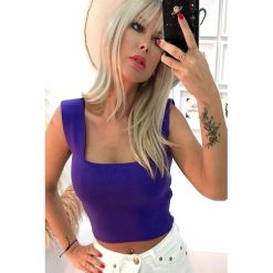 Top BIANKA PURPLE. Fioletowe topy damskie IVET, bez wzorów, z jeansu, bez kołnierzyka. W wyprzedaży za 29,00 zł.