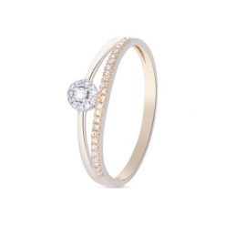 PROMOCJA Pierścionek Złoty - złoto 585, Diament 0,10ct. Żółte pierścionki damskie W.KRUK, z brylantem, złote. W wyprzedaży za 940,00 zł.