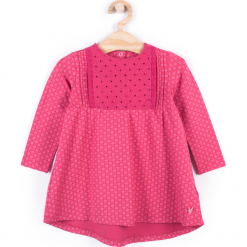 Sukienka. Czerwone sukienki dziewczęce z falbanami BUNNY, z bawełny, z długim rękawem, długie. Za 44,90 zł.