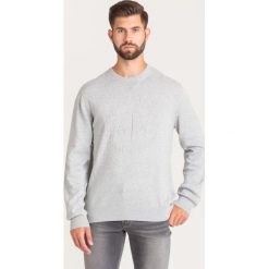 SWETER ARMANI EXCHANGE. Szare swetry męskie Armani Exchange, xxl, bez wzorów, z dzianiny, z okrągłym kołnierzem, bez kaptura. Za 399,00 zł.