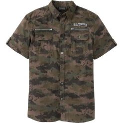 Koszula z krótkim rękawem Slim Fit bonprix oliwkowy moro. Zielone koszule męskie bonprix, m, z nadrukiem, bez kołnierzyka, z krótkim rękawem. Za 79,99 zł.