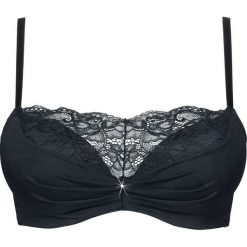 Biustonosz "push up" bonprix czarny. Czarne biustonosze bonprix, bez wzorów, z koronki. Za 64,99 zł.