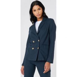 Marynarki i żakiety damskie: NA-KD Trend Lniana marynarka – Blue,Navy