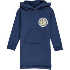 Sukienka dresowa w kolorze granatowym. Niebieskie sukienki niemowlęce lamino, z nadrukiem, z dresówki, bez rękawów, proste. W wyprzedaży za 87,95 zł.