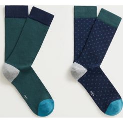 Mango Man - Skarpety PUNTO1 (2-pack). Niebieskie skarpetki męskie Mango Man, bez wzorów, z elastanu. Za 49,90 zł.