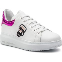 Sneakersy KARL LAGERFELD - KL42530 White Lthr W/Pink. Białe półbuty damskie KARL LAGERFELD, ze skóry. Za 859,00 zł.