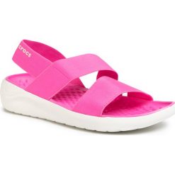 Sandały CROCS - Literide Streach Sandal W 206081 Electric Pink/Almost White. Różowe klapki damskie Crocs, bez wzorów, z tworzywa sztucznego, bez obcasa. Za 199,00 zł.