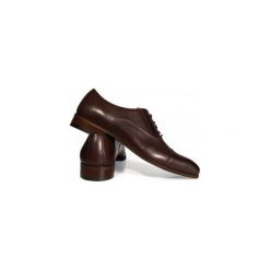 Ciemnobrązowe półmatowe wiedenki/oxfordy T128. Buty wizytowe męskie ze skóry. Za 270,00 zł.