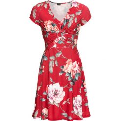 Sukienka z dżerseju w kwiaty bonprix czerwony w kwiaty. Czerwone sukienki damskie bonprix, na lato, w kwiaty, z dżerseju, bez kołnierzyka, bez rękawów. Za 129,99 zł.