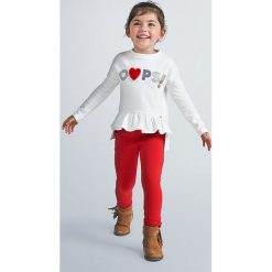 Mayoral - Sweter dziecięcy 98-134 cm. Białe swetry dziewczęce Mayoral, z aplikacjami, z elastanu, z okrągłym kołnierzem, bez rękawów, bez kaptura. Za 123,90 zł.