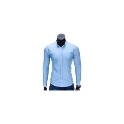 KOSZULA MĘSKA ELEGANCKA Z DŁUGIM RĘKAWEM K219 - BŁĘKITNA. Niebieskie koszule męskie marki Ombre Clothing, m, z bawełny, z klasycznym kołnierzykiem, z długim rękawem. Za 49,00 zł.