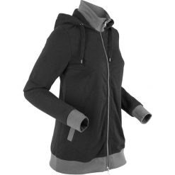 Bluza rozpinana, długi rękaw bonprix czarno-dymny szary. Czarne bluzy damskie marki bonprix, bez wzorów, z długim rękawem, długie, bez kaptura. Za 109,99 zł.