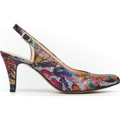 Kolorowe szpilki bez pięty - skóra naturalna - model 1367/1 - kolor motyl. Czółenka damskie Zapato, bez wzorów, ze skóry, bez obcasa, na szpilce. W wyprzedaży za 247,20 zł.