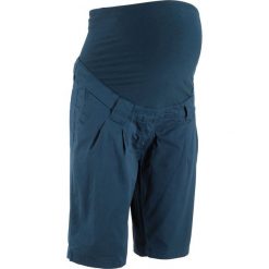 Bermudy ciążowe z zakładkami poniżej paska w talii bonprix ciemnoniebieski. Niebieskie szorty damskie bonprix, na lato, w paski, z dżerseju. Za 99,99 zł.